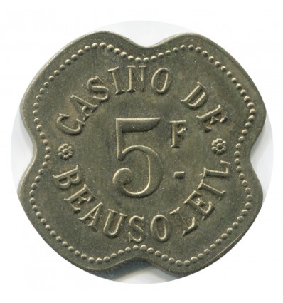 Jeton de 5 Francs Casino - Beausoleil Laiton