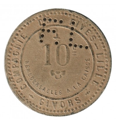 10 Centimes Compagnie de Fives Lille - Givors Carton Perforé FL