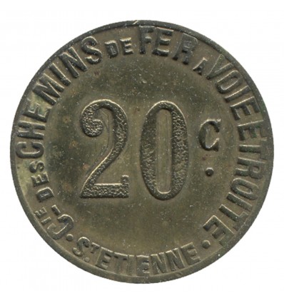 20 Centimes Cie des Chemins de Fer à Voie Etroite - Saint-Etienne Laiton