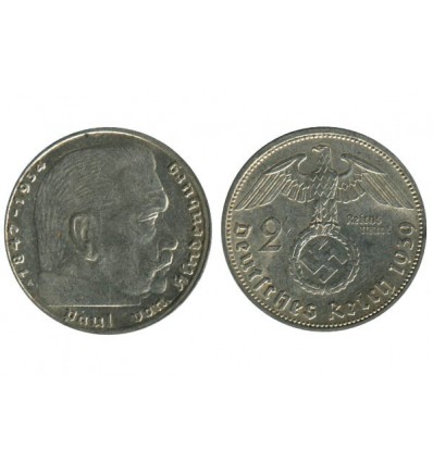 2 Reichsmark S. Hindenbourg Allemagne Argent