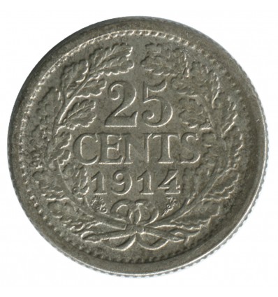 25 Cents Wilhelmine Petit Buste - Pays-Bas Argent