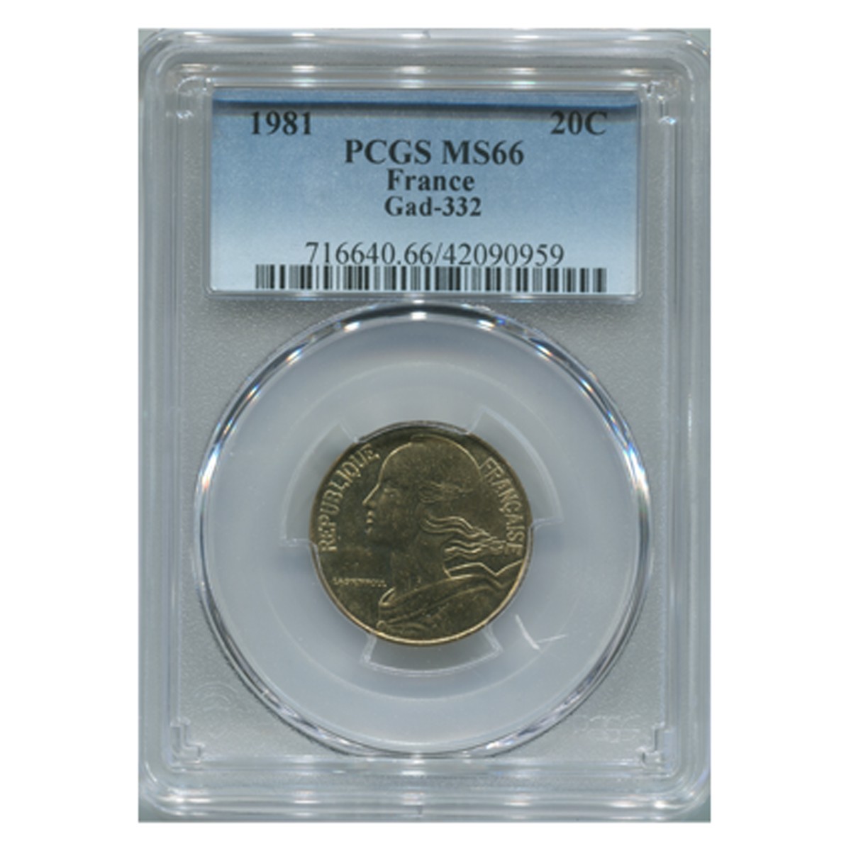 Piece De 20 Centimes De Franc 1981 20 Centimes 1981 - PCGS MS66 - Monnaies Sous Coque
