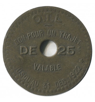 25 Centimes Omnibus Tramways de Lyon O.T.L.