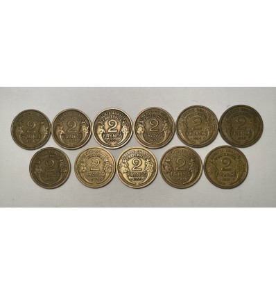 Série Complète 2 Francs Morlon Bronze Aluminium 1931 à 1941