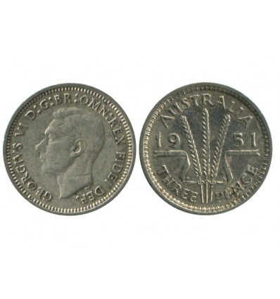 3 Pence Georges VI Australie Argent