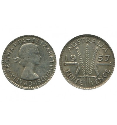 3 Pence Elisabeth II Australie Argent