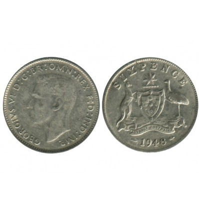 6 Pence Georges VI Australie Argent