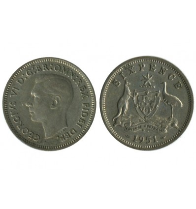 6 Pence Georges VI Australie Argent