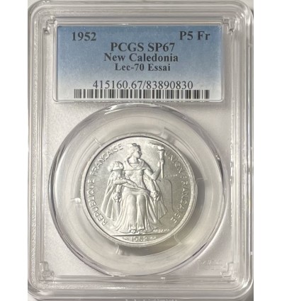 5 Francs Essai Nouvelle Calédonie 1952 - PCGS SP67