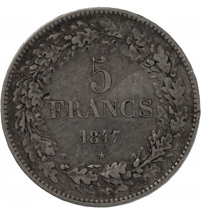 5 Francs Leopold Ier Tête Laurée - Belgique Argent