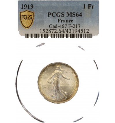 1 Franc Semeuse 1919 - PCGS MS64