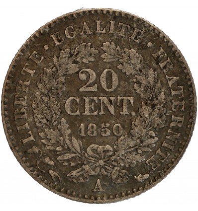 20 Centimes Cérès Deuxième République Variété Oreille Haute