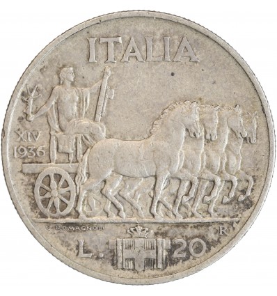 20 Lires Victor Emmanuel III Italie Argent - Italie Réunifiée