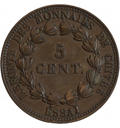 Essai de 5 Centimes Louis-Philippe Ier  Refonte des Monnaies de Cuivre