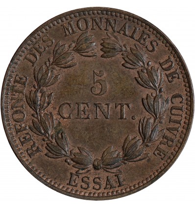 Essai de 5 Centimes Louis-Philippe Ier  Refonte des Monnaies de Cuivre