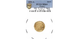 10 Francs Cérès 1851 A - PCGS MS64