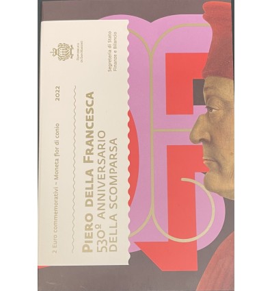 Pièce de 2 euros commémorative de Saint Marin 2022 sur le thème du 530ème anniversaire de la mort de Piero Della Francesca