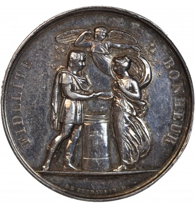 Médaille de Mariage Fidélité et Bonheur en Argent
