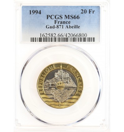 20 Francs Mont Saint Michel Abeille - PCGS MS66