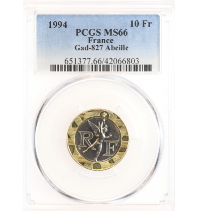 10 Francs Génie de la Bastille Abeille - PCGS MS66
