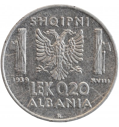 0,20 Lek Albanie - Occupation Italienne