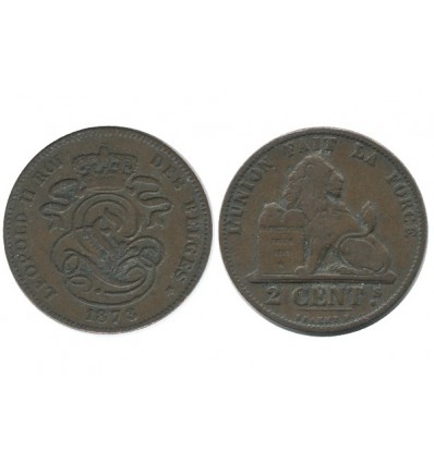 2 Centimes Leopold II Légende Française Belgique