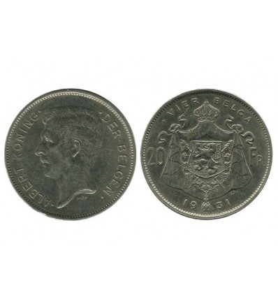 20 Francs Albert Ier Légende Flamande Belgique
