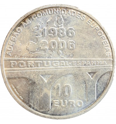 10 Euros 20ème anniversaire de l'adhésion à l'Union Européenne - Portugal Argent