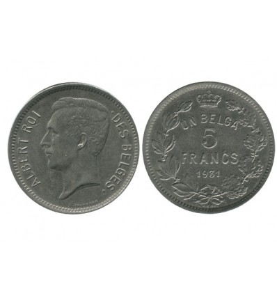 5 Francs Albert Ier Légende Française Belgique