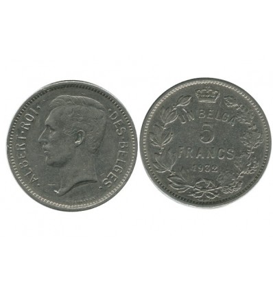 5 Francs Albert Ier Légende Française Belgique