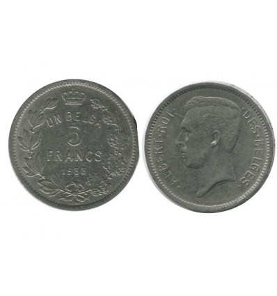 5 Francs Albert Ier Légende Française Belgique