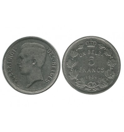 5 Francs Albert Ier Légende Française Belgique