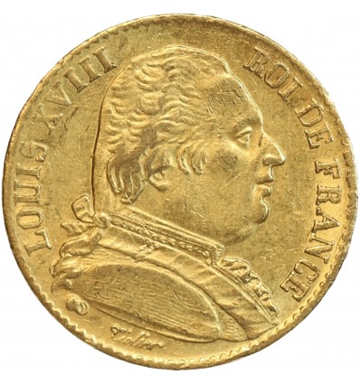 20 Francs Louis XVIII Buste Habillé - Variété 4 Court