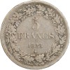 5 Francs Leopold Ier Tête Laurée - Belgique Argent