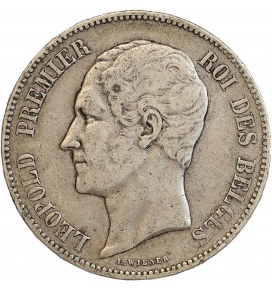 5 Francs Leopold Ier Sans Point - Belgique Argent