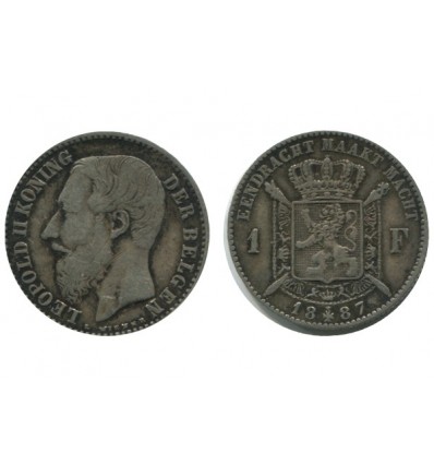 1 Franc Leopold II Légende Flamande Belgique Argent