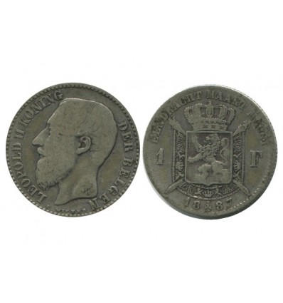 1 Franc Leopold II Légende Flamande Belgique Argent