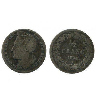 1/2 Franc Leopold Ier Belgique Argent