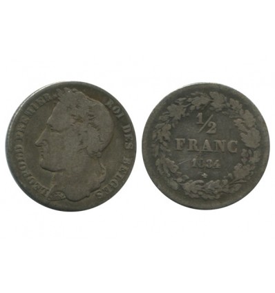 1/2 Franc Leopold Ier Belgique Argent