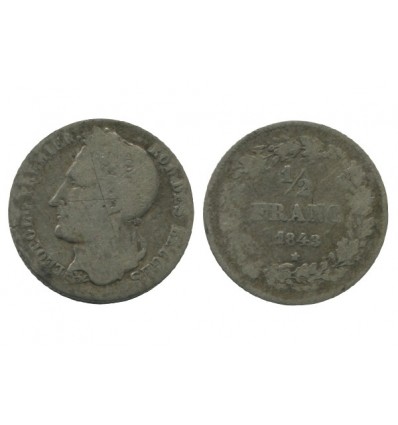 1/2 Franc Leopold Ier Belgique Argent