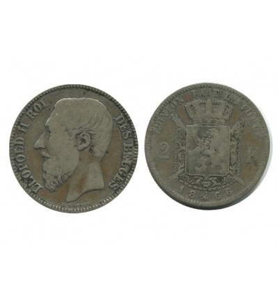 2 Francs Leopold II Légende Française Belgique Argent