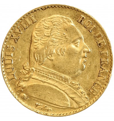 20 Francs Louis XVIII Buste Habillé - Variété 4 Long