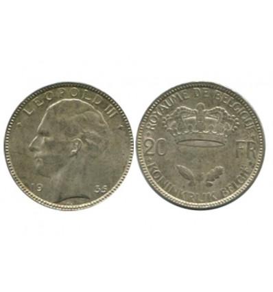20 Francs Leopold III Belgique Argent
