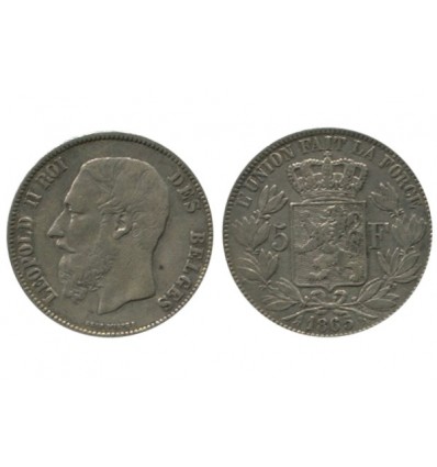 5 Francs Leopold II Belgique Argent