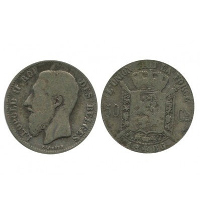 50 Centimes Leopold II Légende Française Belgique Argent