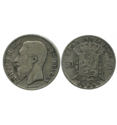 50 Centimes Leopold II Légende Française Belgique Argent