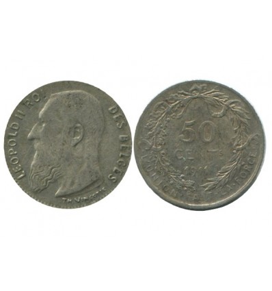 50 Centimes Leopold II Légende Flamande Belgique Argent