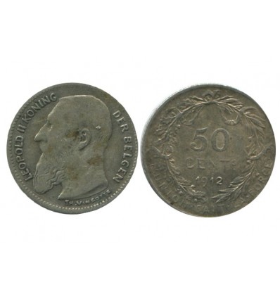 50 Centimes Leopold II Légende Flamande Belgique Argent