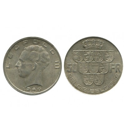 50 Francs Leopold III Légende Flamande Belgique Argent