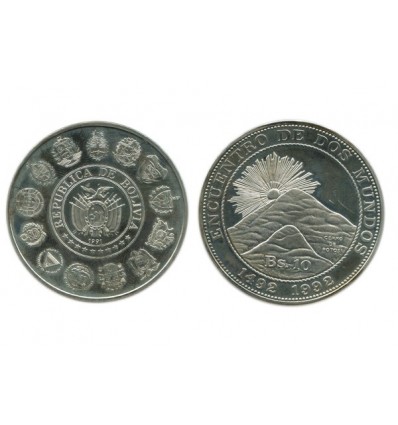 10 Bolivianos Bolivie Argent